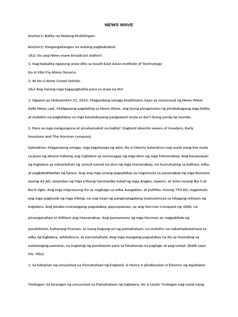 Tagalog Broadcast | PDF