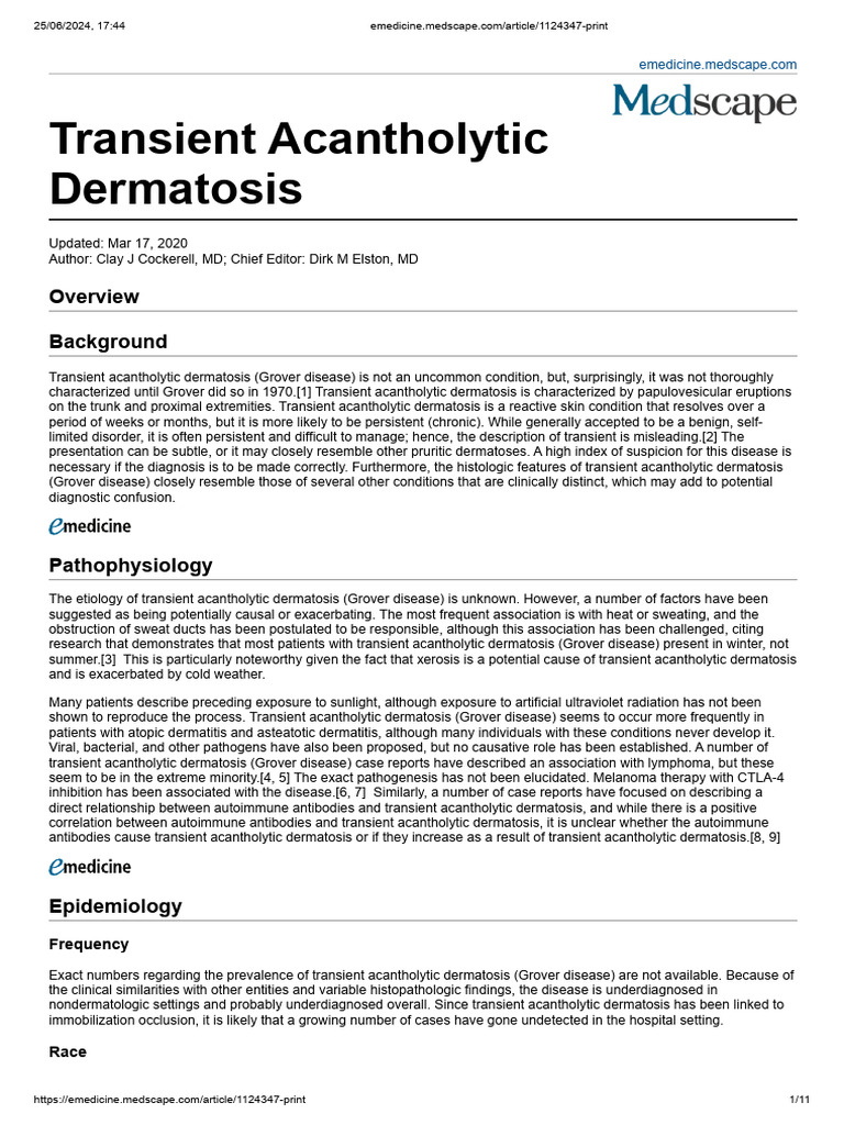 Grover Disease: Causes, Symptoms & Diagnosis | PDF | Vitamin A ...