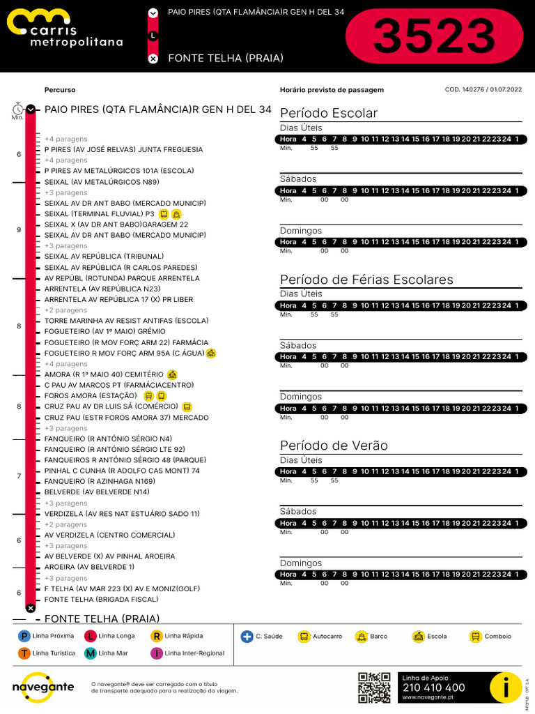 Horários do Autocarro 3523 Carris | PDF