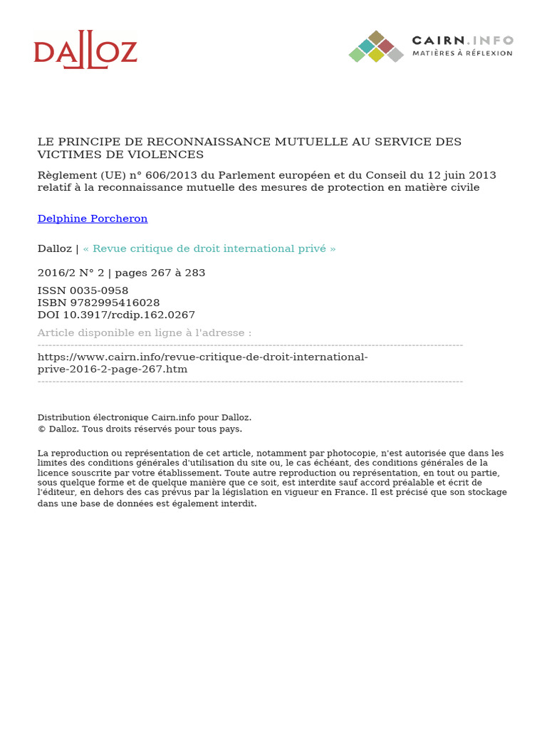 Reconnaissance mutuelle et victimes de violences | PDF | Union ...