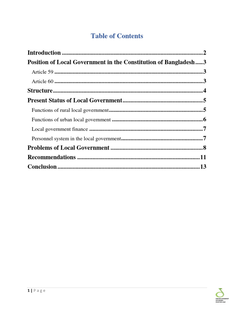 Local Government in Bangladesh Overview | PDF | Political Science ...