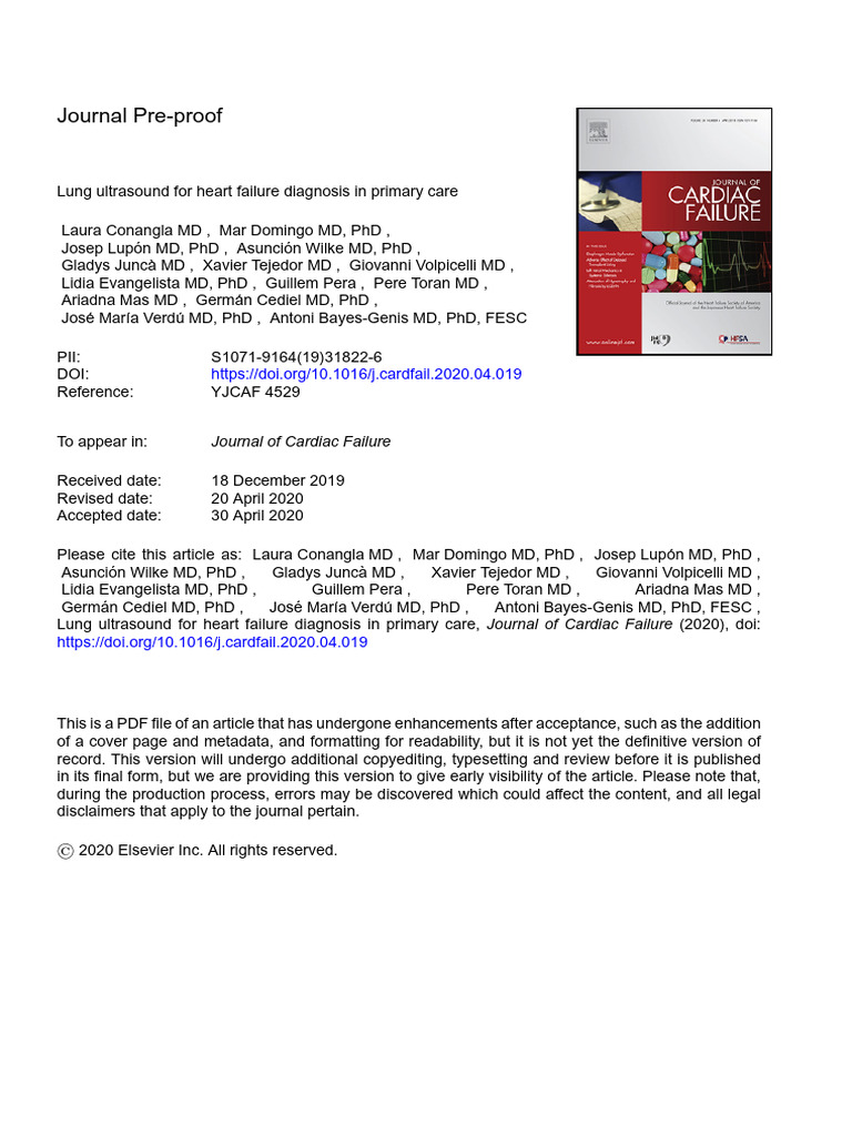 Lung Ultrasound For Heart Failure Diagnosis in Primary Care | PDF ...
