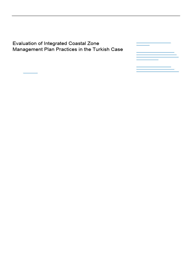 Evaluation of Integrated Coastal Zone Management Plan Practices in The ...