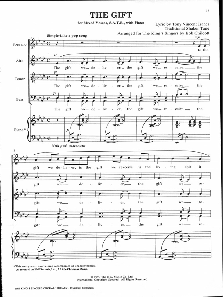 The Gift Arr. Bob Chilcott SATB | PDF
