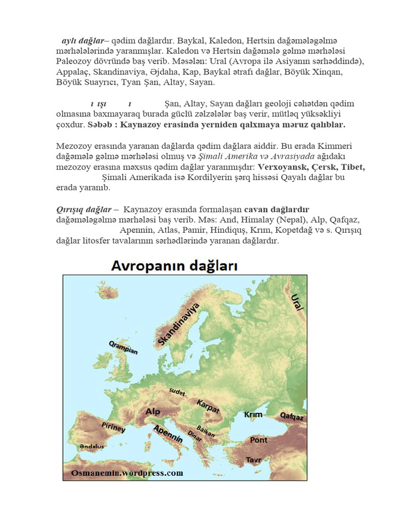 Dağlar Düzənliklər Vulkanlar | PDF