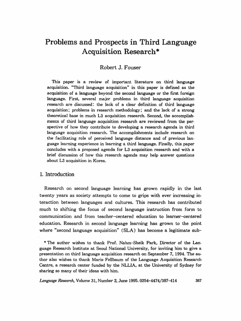 Challenges in Third Language Acquisition | PDF | Second Language ...