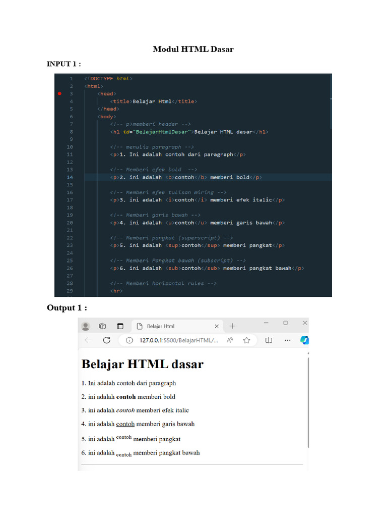 Modul HTML Dasar | PDF