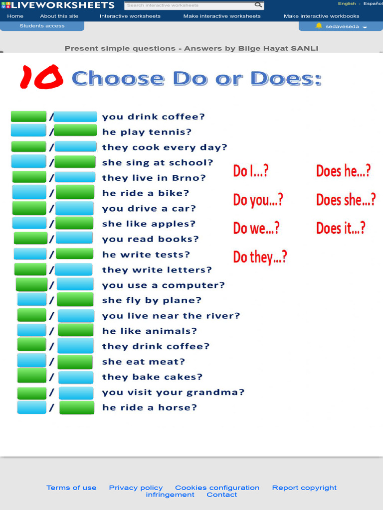Present Simple Questions - Answers by Bilge Hayat SANLI | PDF