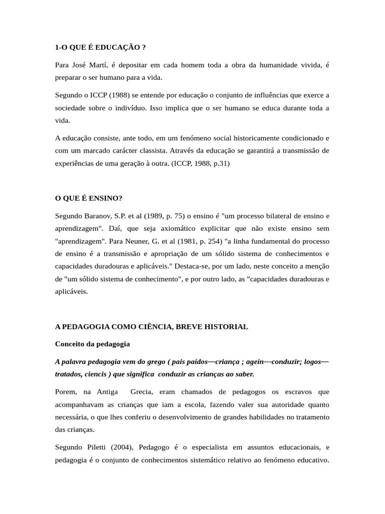 Educação e Pedagogia: Conceitos e Métodos | PDF | Pedagogia | Método ...