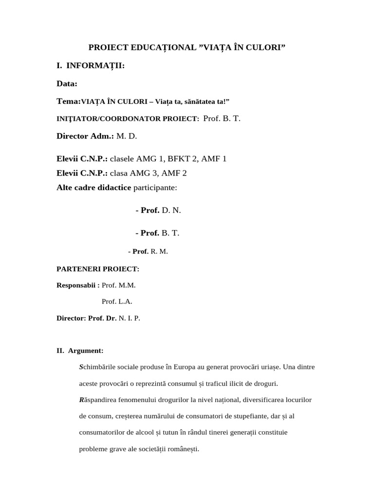Proiect Educațional | PDF