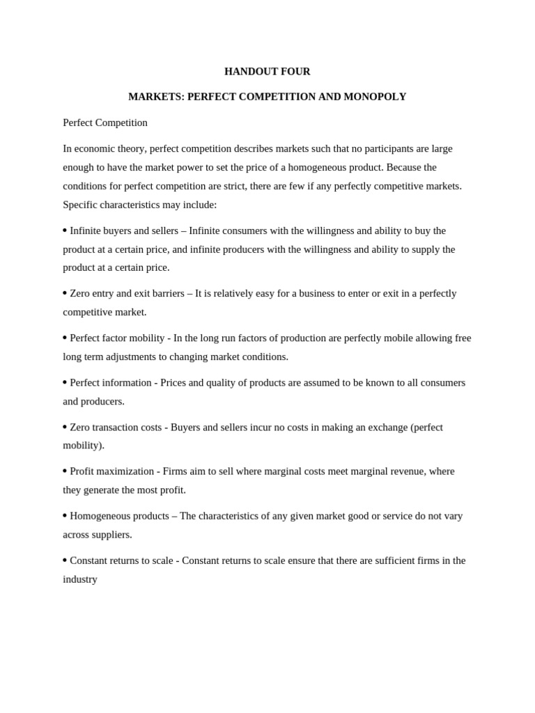 Perfect Competition vs. Monopoly Explained | PDF | Monopoly | Perfect ...