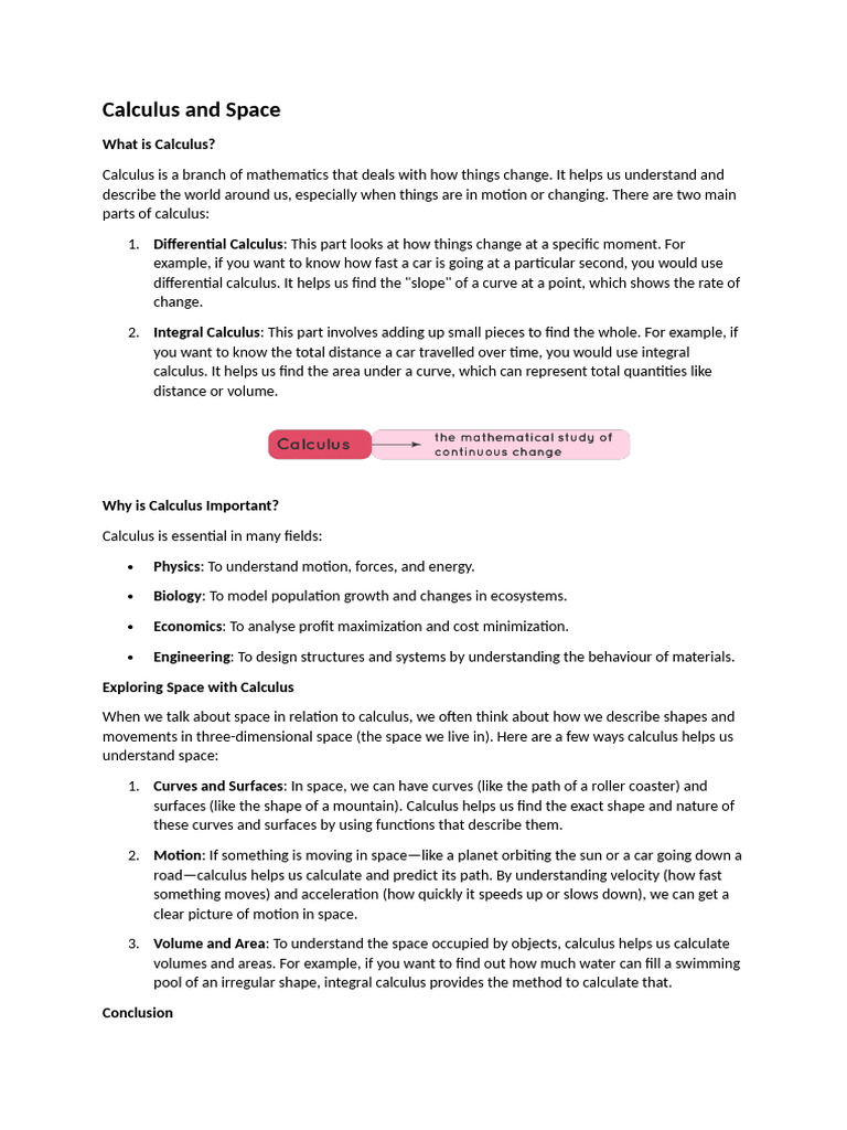 Calculus and Space | PDF | Universe | Calculus