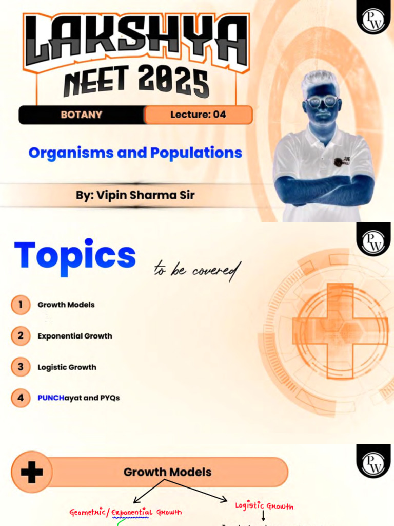 Organisms and population 04 class notes lakshya neet 2025 pdf