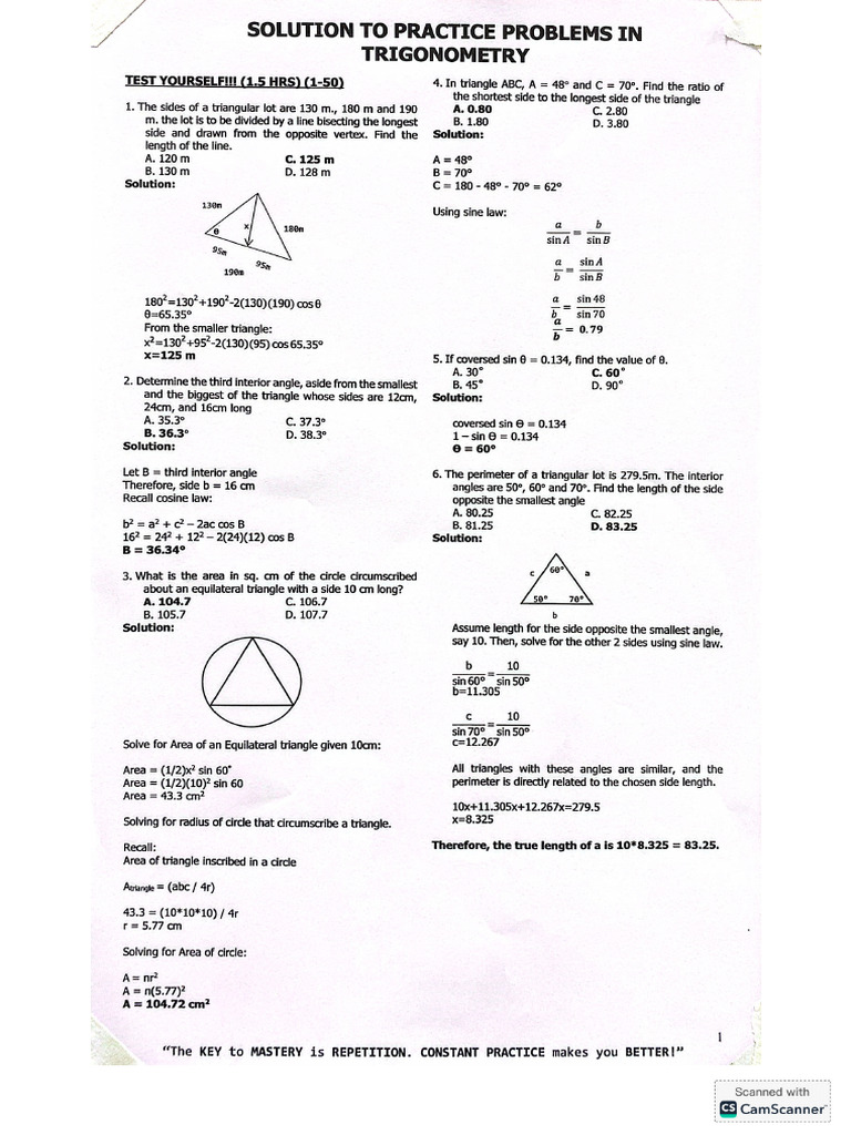 Trigonometry 1 50 | PDF
