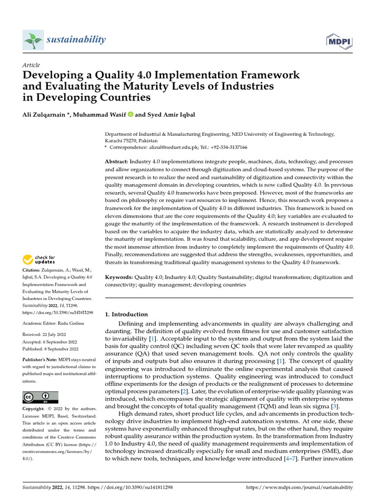 Developing A Quality 40 Implementation Framework A | PDF | Performance ...