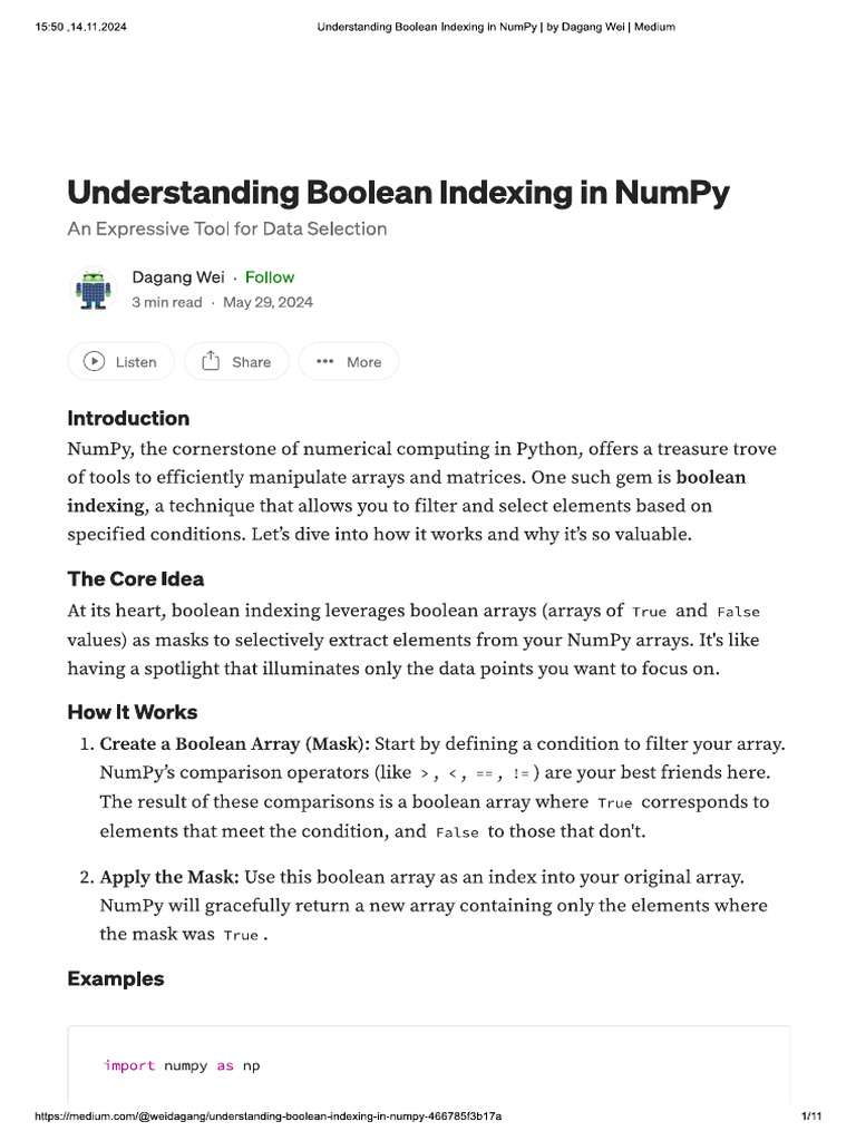 Boolean Indexing | PDF