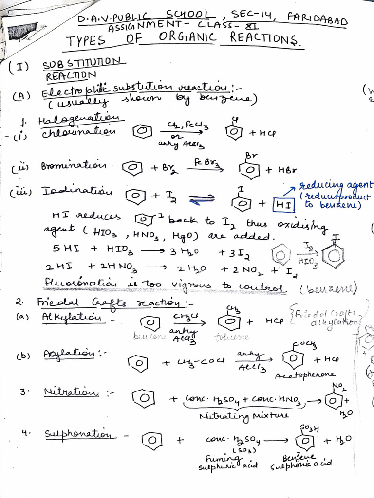 Types of Organic Reactions for Class 11 | PDF