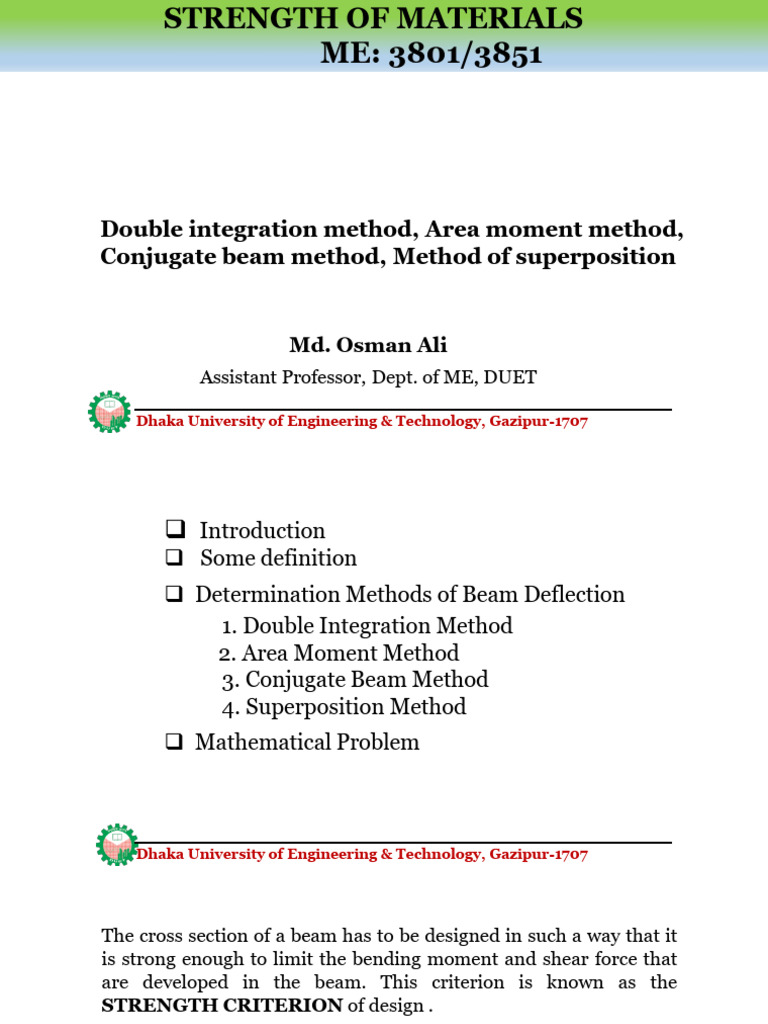 4 deflection in beams double integration method area method