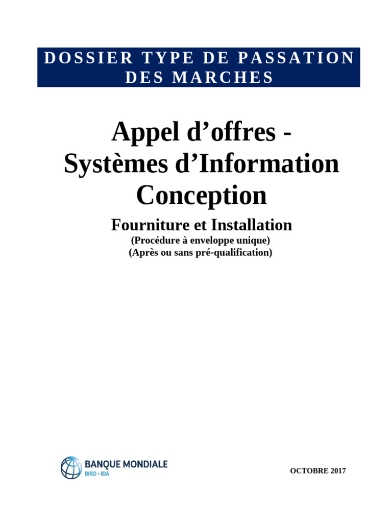 Dossier Type Passation Marchés SI | PDF | Banques | Crédit