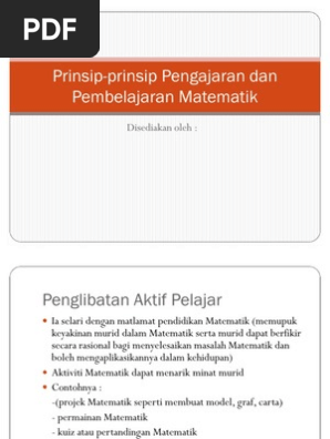 Prinsip Prinsip Pengajaran Dan Pembelajaran Matematik Pdf