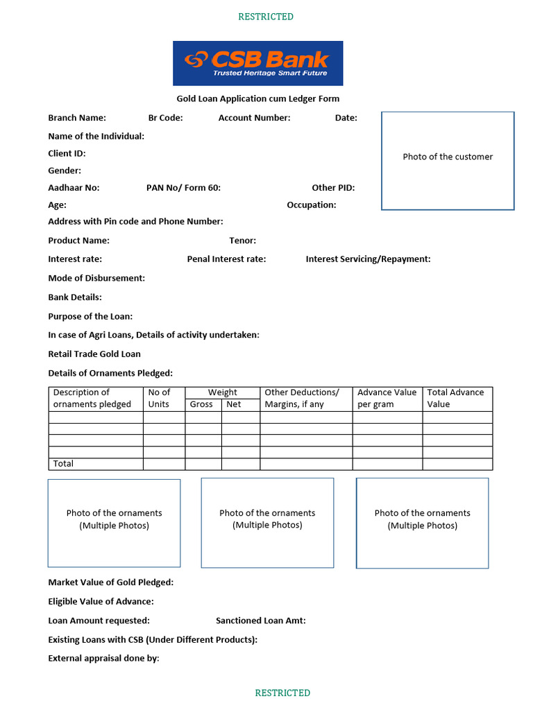 Gold Loan Application Form 11032024 | PDF | Interest | Loans