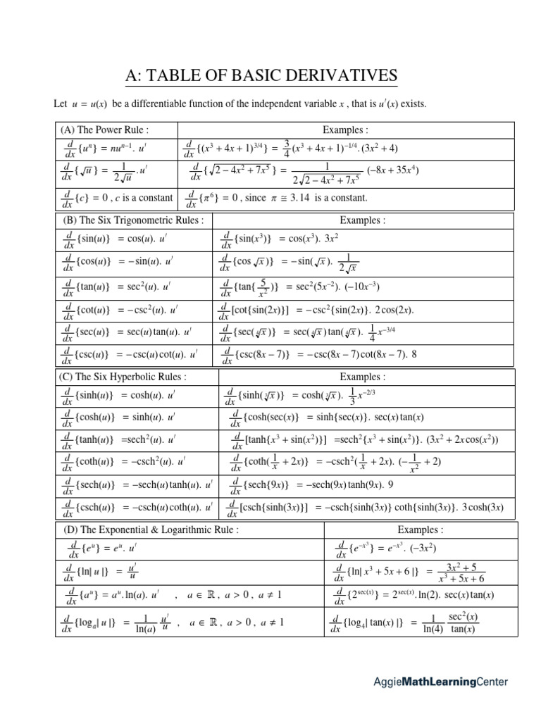 Calculus Derivatives & Integrals | PDF