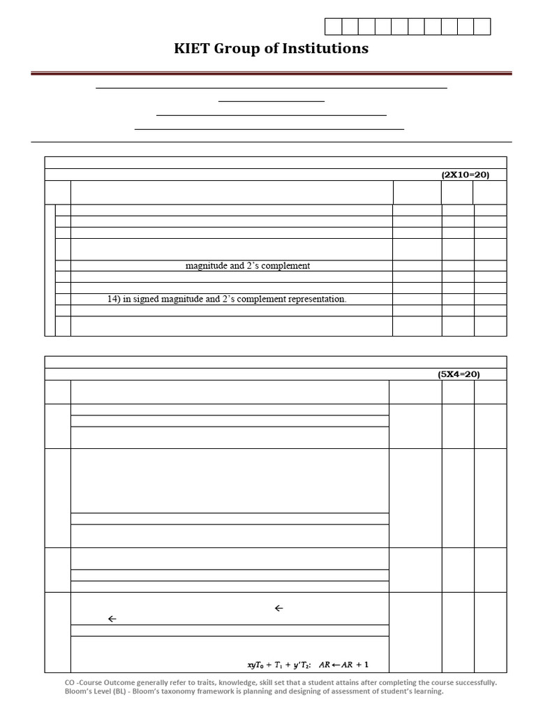 CT-1 Exam Paper 2019-20 COA | PDF | Central Processing Unit | Computer ...