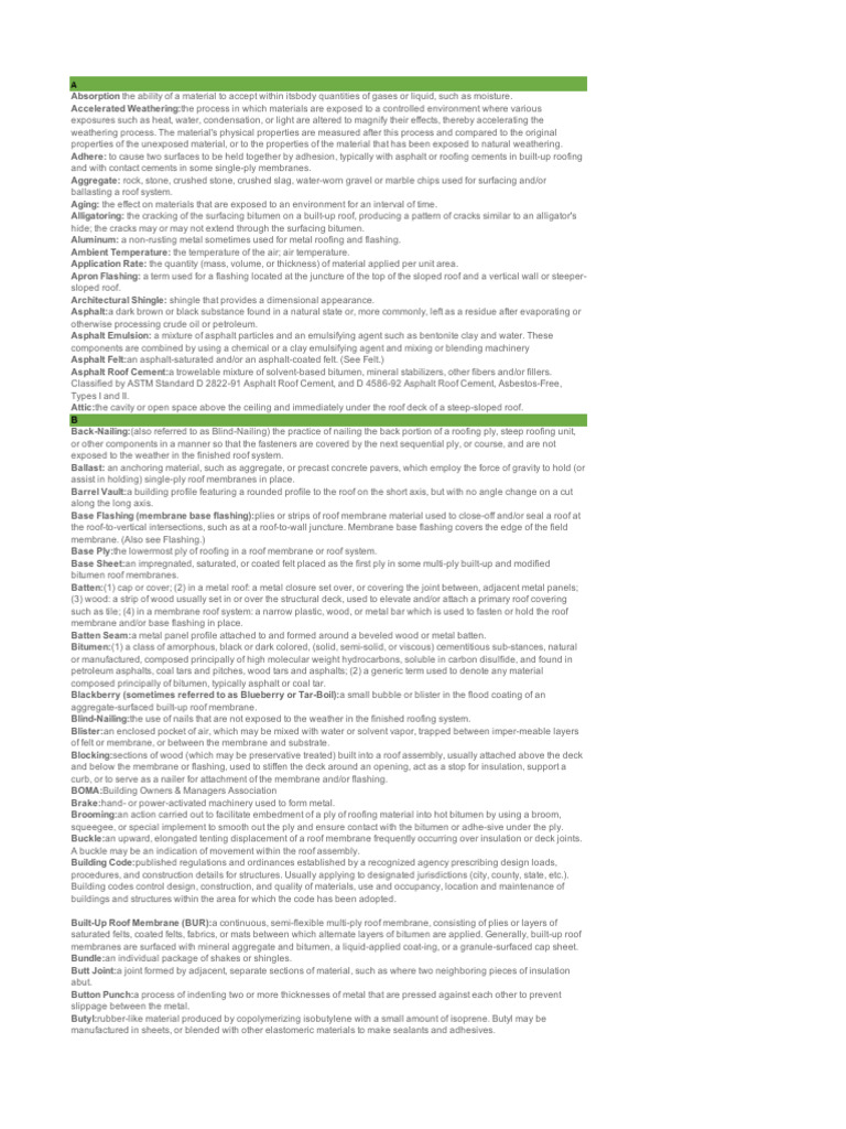Roofing Glossary Pdf Roof Concrete