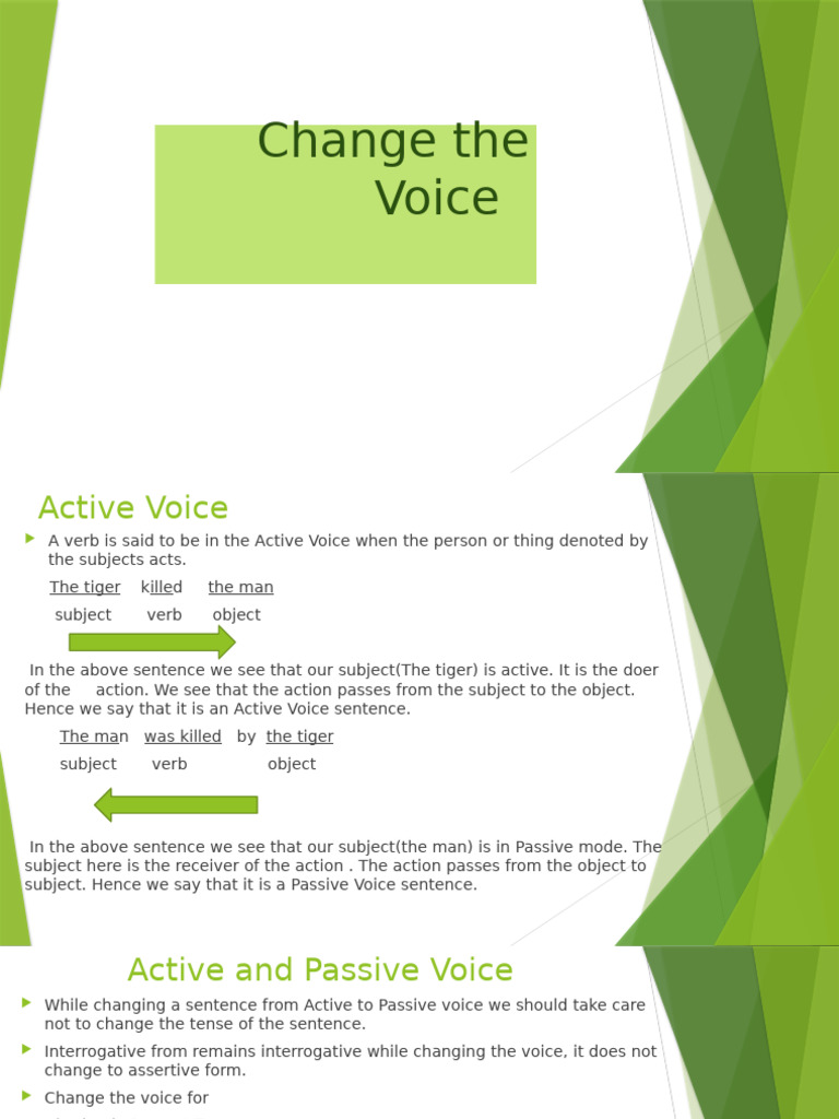 Change the Voice | PDF | Grammatical Tense | Verb