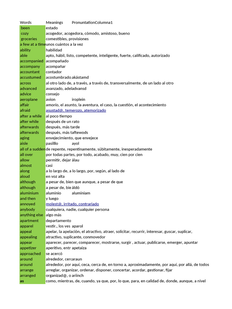 Vocabulario y Significados Esenciales | PDF