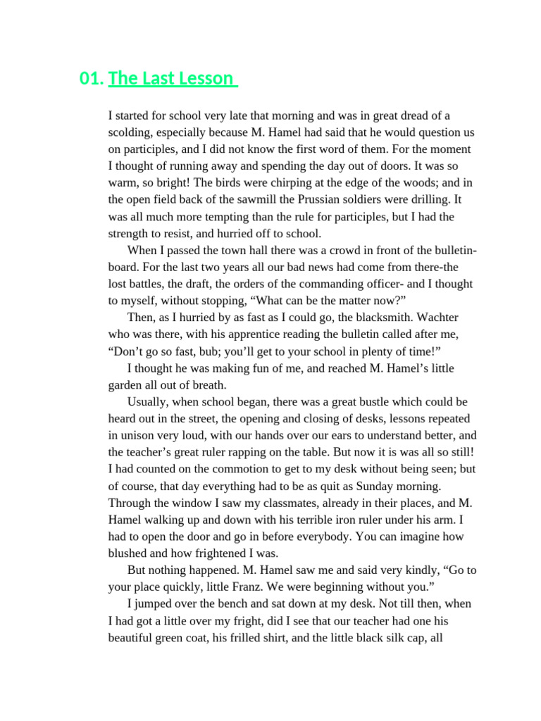 The last lesson | PDF