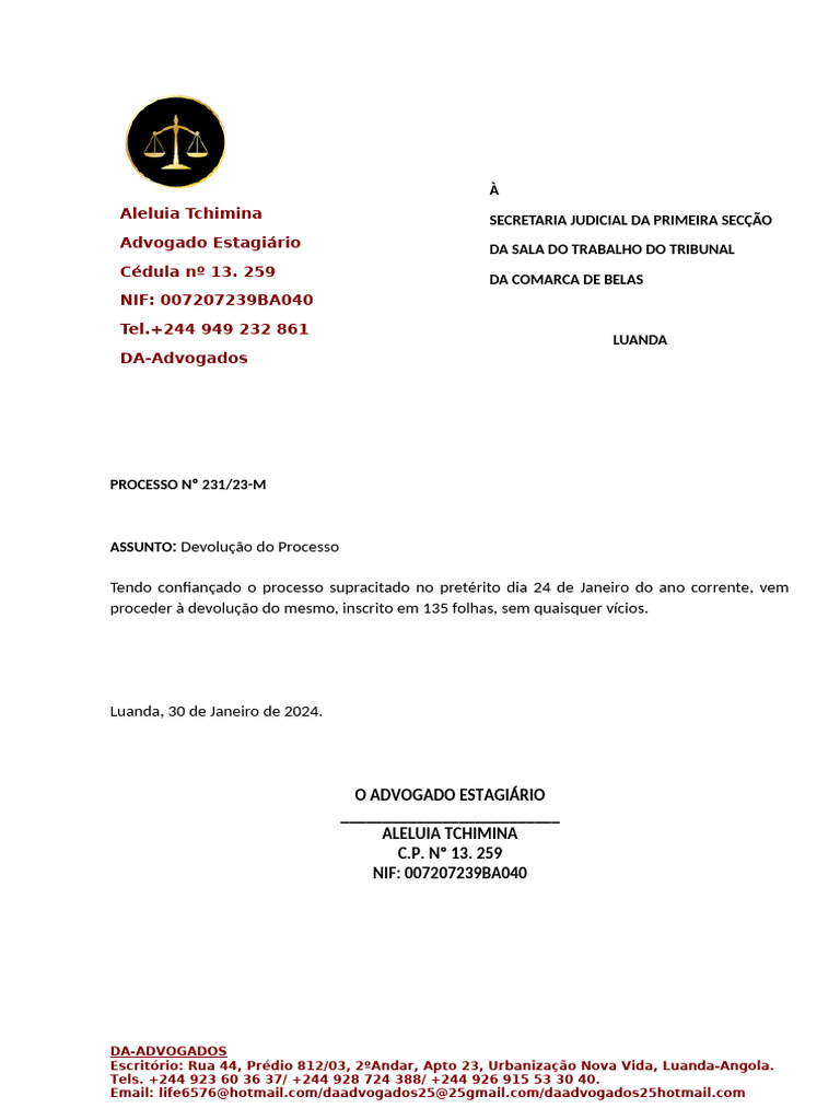 Devolução de Processo Nº 231/23-M | PDF