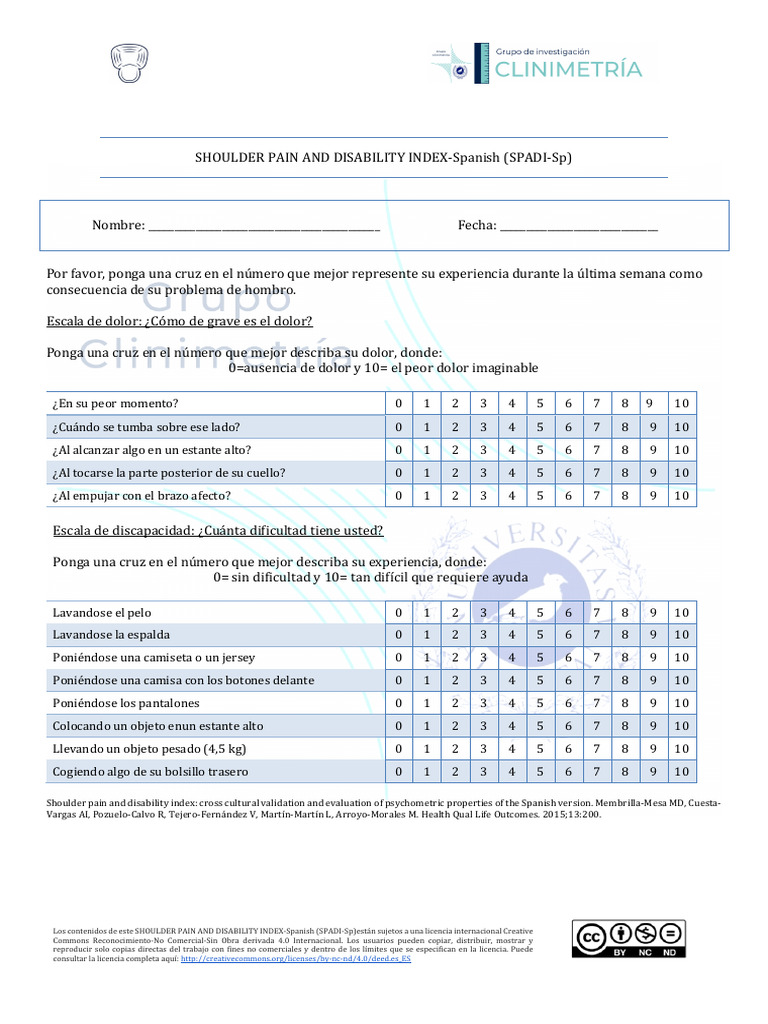 SPADI SP HOMBRO | PDF