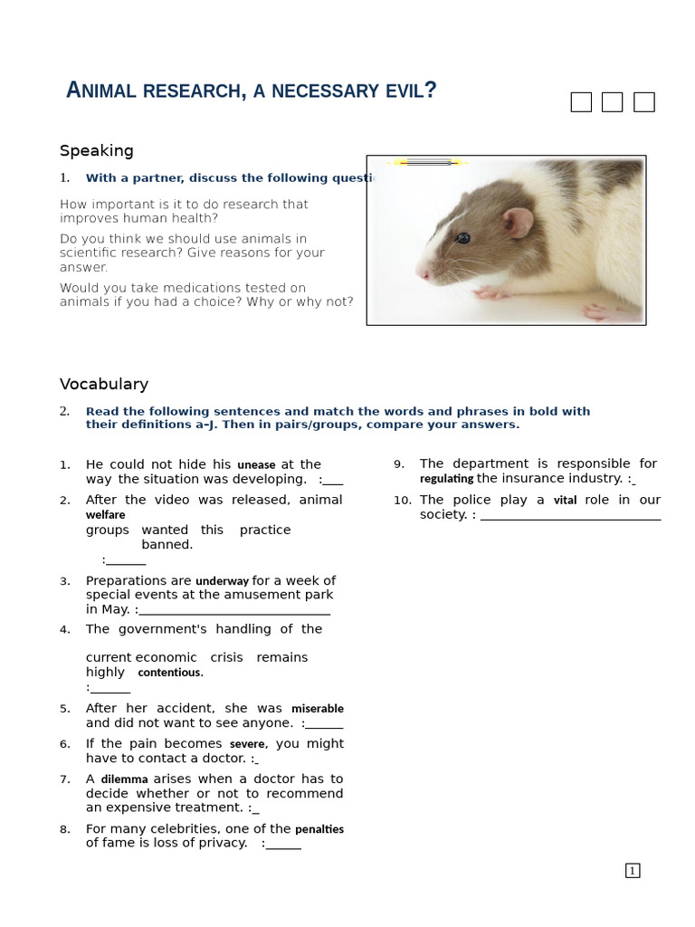 Animal Testing Worksheet | PDF | Animal Testing