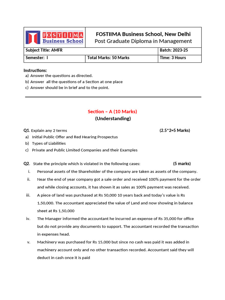 AMFR set 1 23-25 | PDF | Expense | Bad Debt
