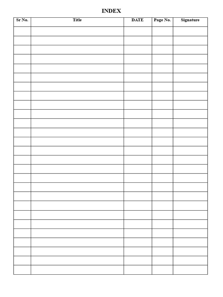 PDF Index Page Format | PDF