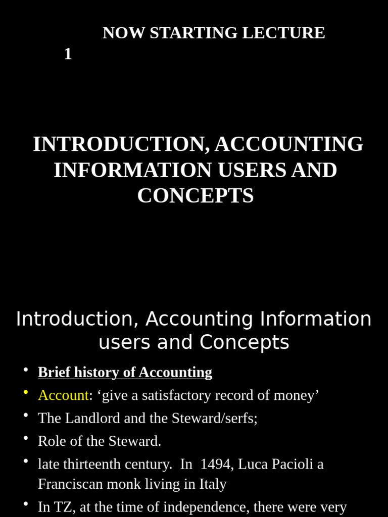 Lecture 1 Introduction - To - Accounting - Concepts BB 111 | PDF ...