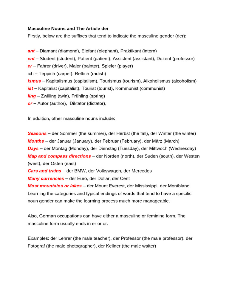 German Article | PDF | Grammatical Gender | Semantics