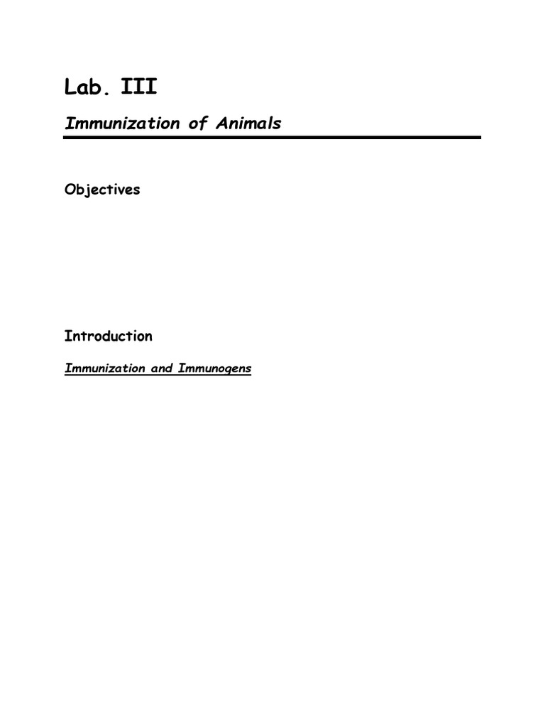 Lab 3, Immunization of Animals | PDF | Antigen | Immune System
