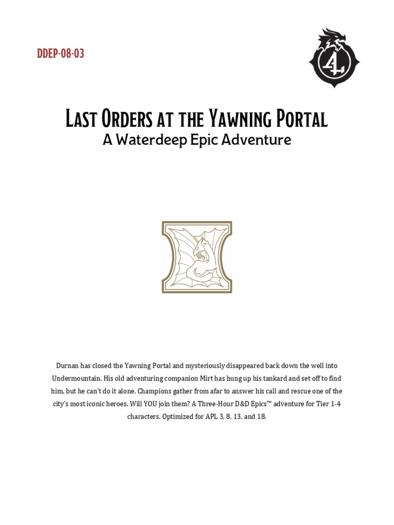 Last Orders at The Yawning Portal | PDF | Dungeons &amp; Dragons | Gary ...
