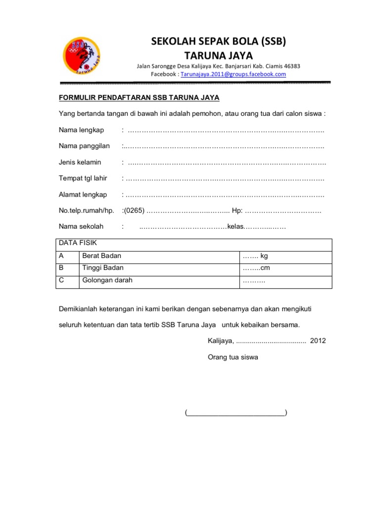 Formulir Ssb