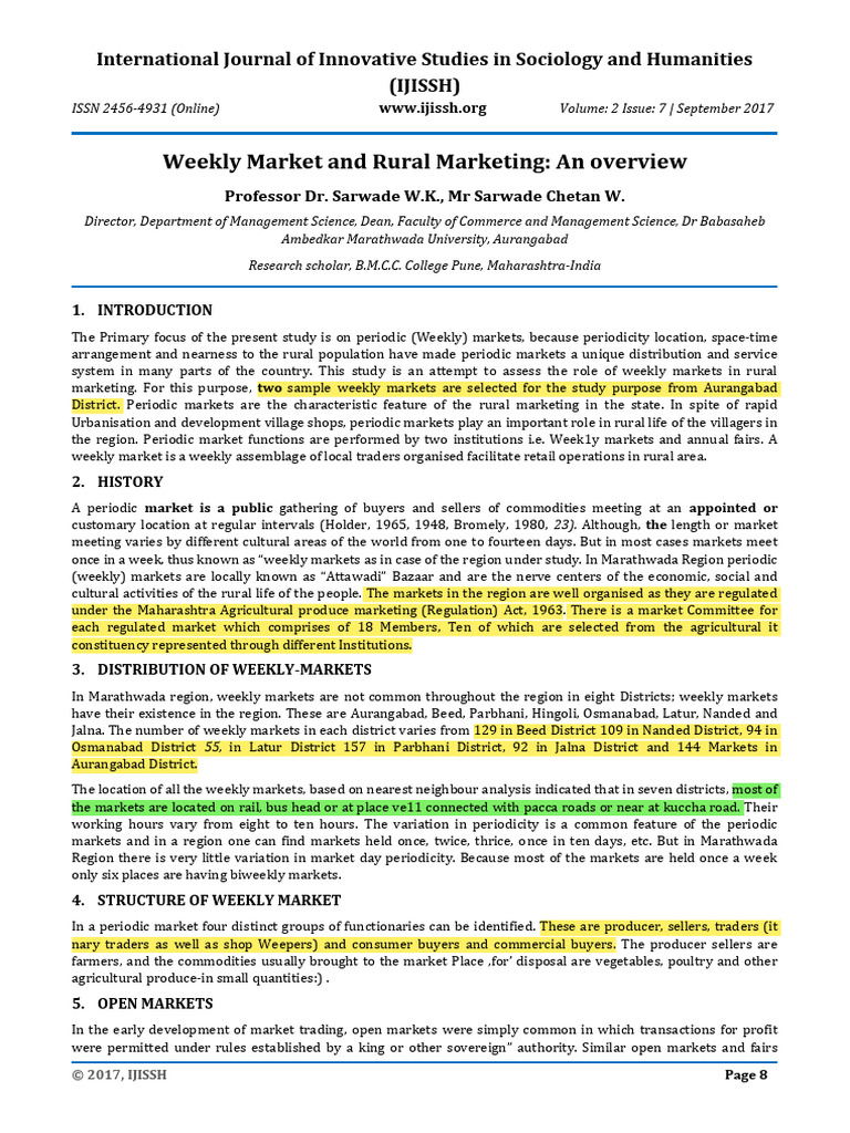 Aurangabad Weekly Market | PDF | Market (Economics) | Convenience Store