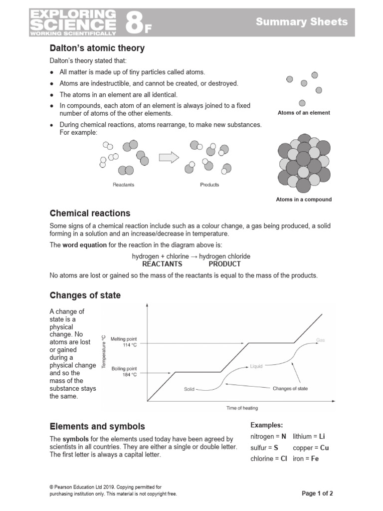 8F Summary Sheet | PDF | Chemical Elements | Oxide