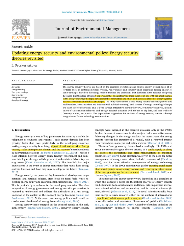 Revisiting Energy Security Theories | PDF | Energy Security | Energy ...