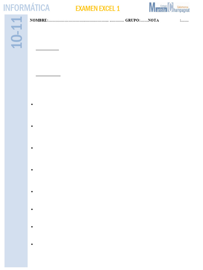 Enunciado Examen Excel 1 | PDF