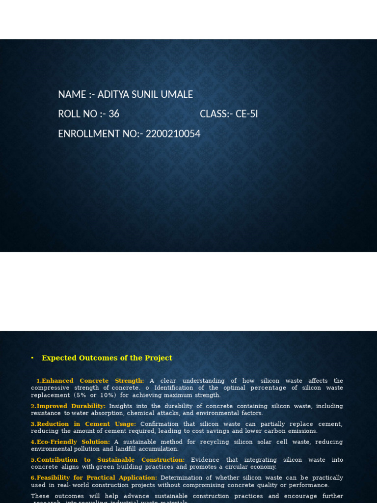 Silicon Waste in Concrete: Project Outcomes | PDF
