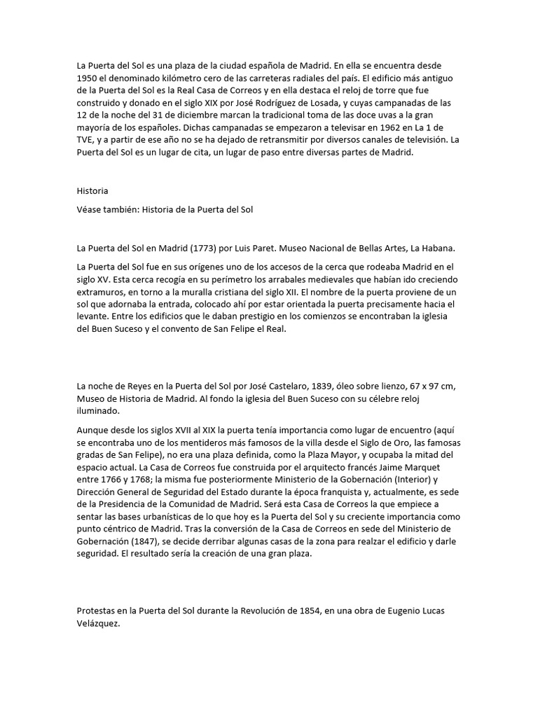 Historia de la Puerta del Sol en Madrid | PDF