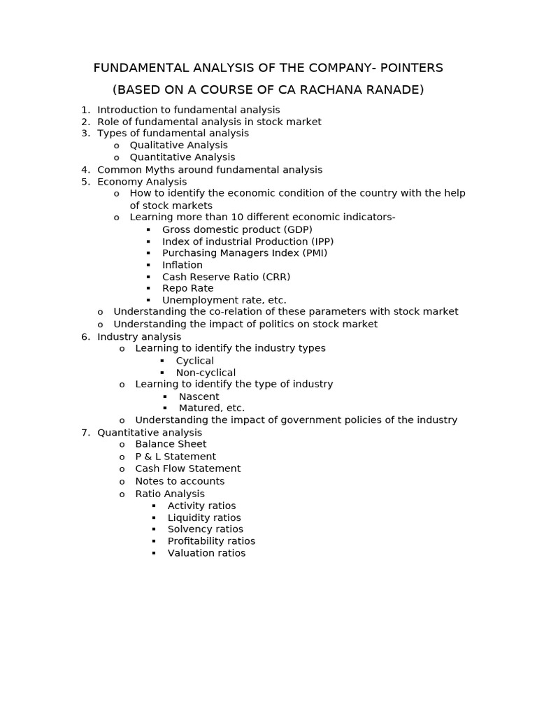 Fundamental Analysis for Investors | PDF