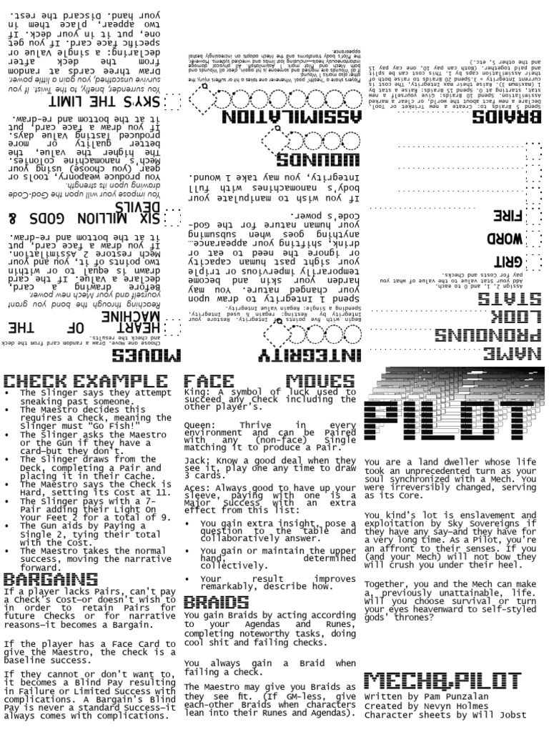 THE PILOT Character & Reference Sheets - Trifold | PDF