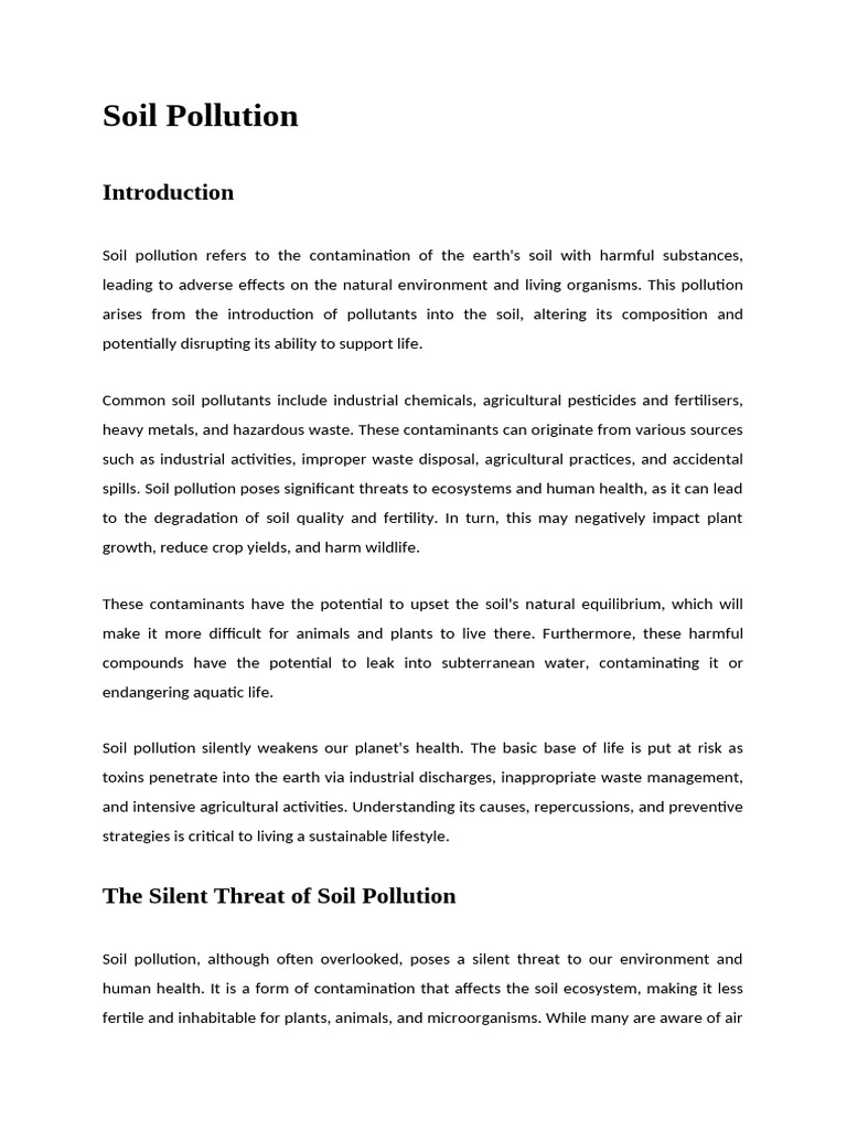 Understanding Soil Pollution Risks | PDF | Soil | Agriculture